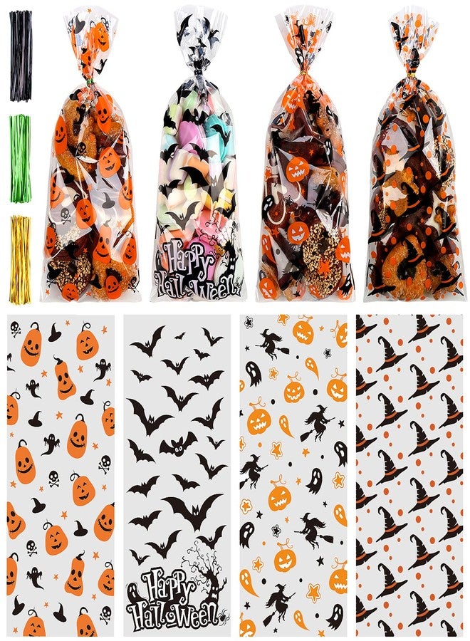 STEFORD Halloween Cellophane Bags,180 PCS Halloween Clear Cellophane Candy Gift Treat Bags for Party Favors Supplies - Image 1
